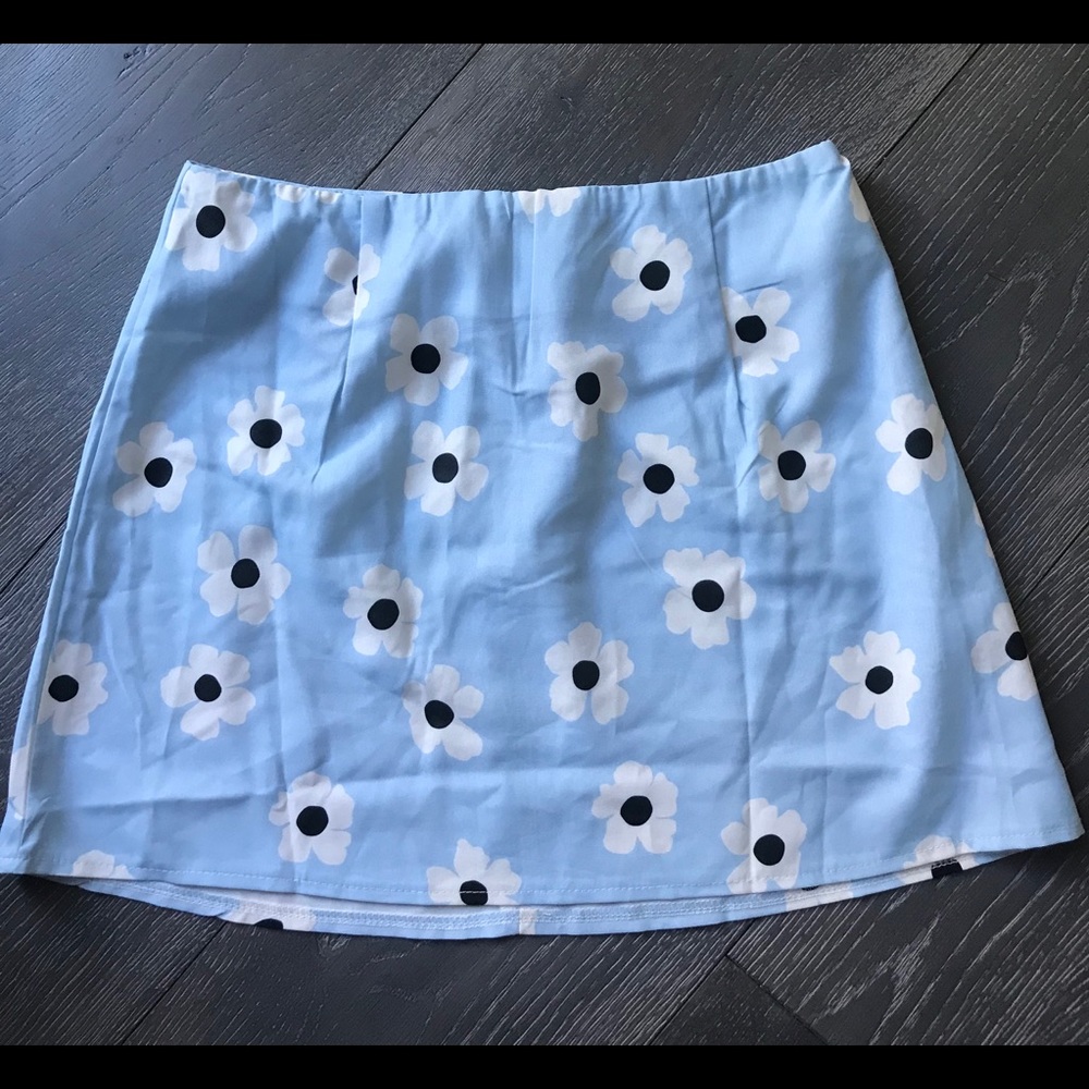 Princess Polly blue mini floral skirt